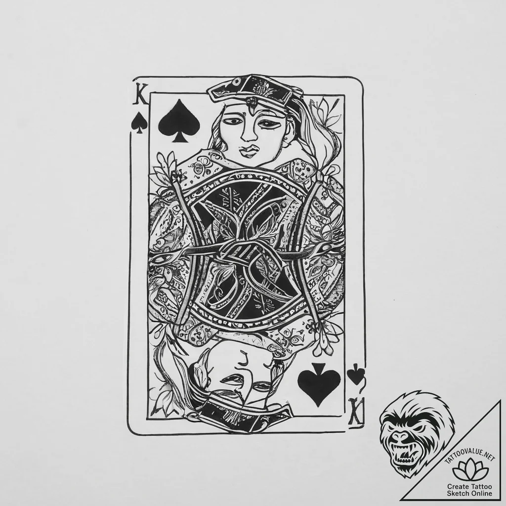 A person performing a magic trick with a deck... - tattoo sketch (№1753909466_0, 30.07.2025 21:04) — tattoovalue.net