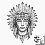 Tattoo sketch a native american warrior’s hea… – tattoo sketch (№1753909663_0, 30.07.2025 21:07) — tattoovalue.net