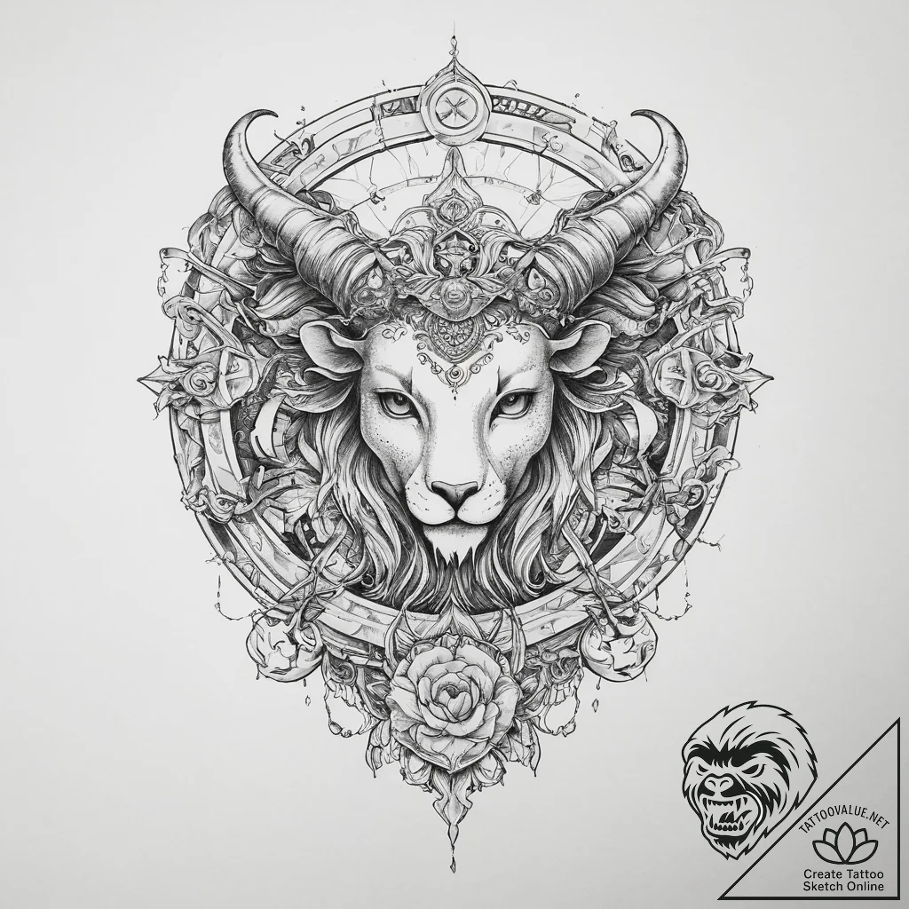 Tattoo sketch a zodiac glyph appearing on a p... - tattoo sketch (№1753910856_0, 30.07.2025 21:27) — tattoovalue.net