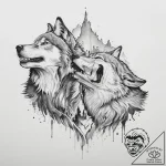 Tattoo sketch a pair of wolves howling togeth… – tattoo sketch (№1753911451_0, 30.07.2025 21:37) — tattoovalue.net