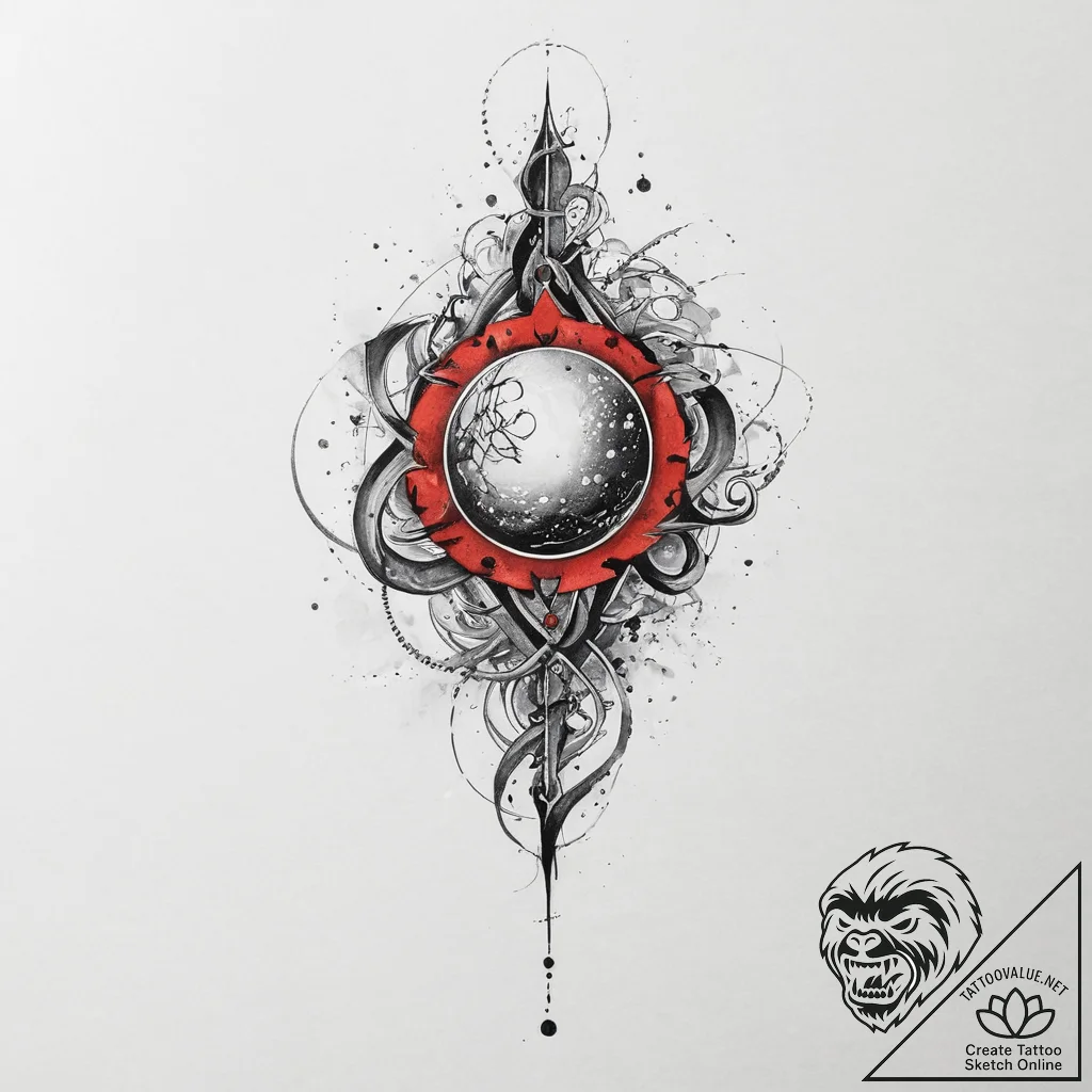 Tattoo sketch a magical staff with an element... - tattoo sketch (№1753911651_0, 30.07.2025 21:40) — tattoovalue.net