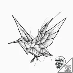 Tattoo design a tiny paper crane., ink illust… – tattoo sketch (№1753912048_0, 30.07.2025 21:47) — tattoovalue.net