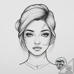 Portraits & people, tattoo line art, on a cle… – tattoo sketch (№1753912243_0, 30.07.2025 21:50) — tattoovalue.net