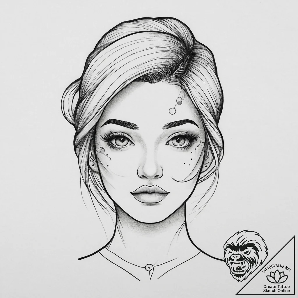 Portraits & people, tattoo line art, on a cle... - tattoo sketch (№1753912243_0, 30.07.2025 21:50) — tattoovalue.net