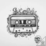 Tattoo design a cassette tape labeled ‘level… – tattoo sketch (№1753912841_0, 30.07.2025 22:00) — tattoovalue.net