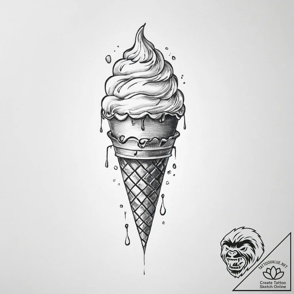Ice cream - tattoo sketch (№1753915405_0, 30.07.2025 22:43) — tattoovalue.net