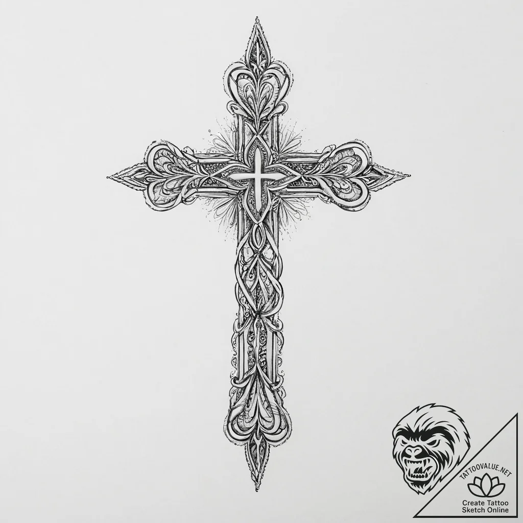 Cross - tattoo sketch (№1753916003_0, 30.07.2025 22:53) — tattoovalue.net