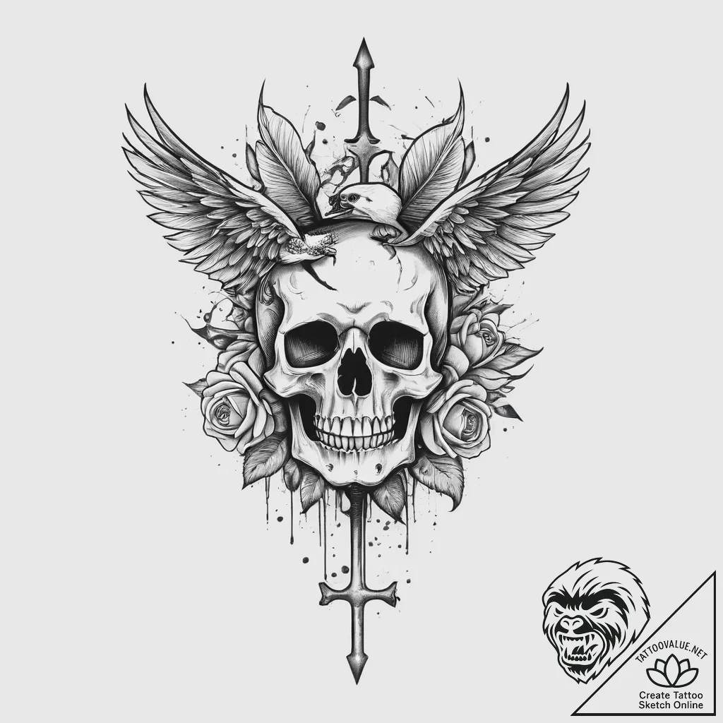 Tattoo sketch a stylized "escape key" with a... - tattoo sketch (№1753916401_0, 30.07.2025 23:00) — tattoovalue.net