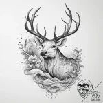 Elk, artistic tattoo sketch, on a clean white… – tattoo sketch (№1753917799_0, 30.07.2025 23:23) — tattoovalue.net