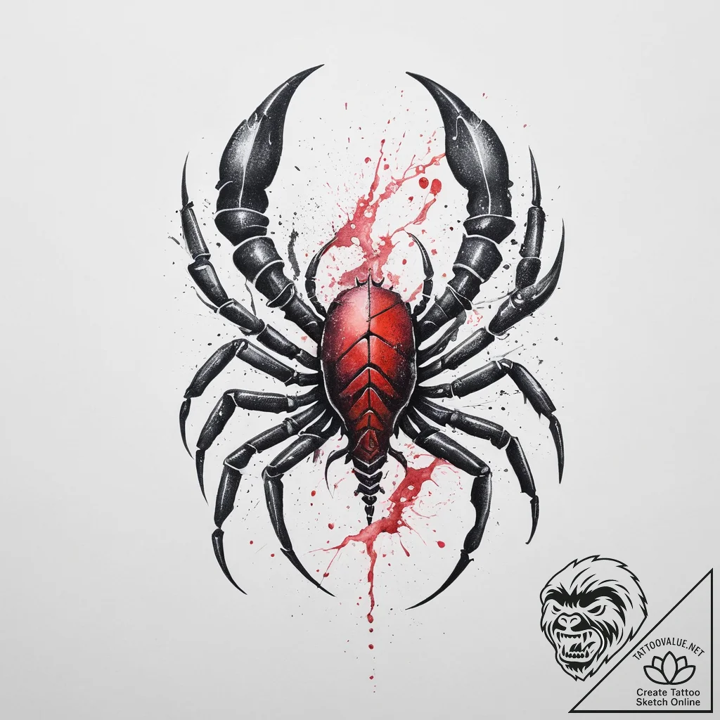 Tattoo design a scorpio scorpion, an ancient... - tattoo sketch (№1753917997_0, 30.07.2025 23:26) — tattoovalue.net