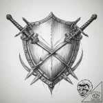 Tattoo design a shield with two crossing swor… – tattoo sketch (№1753918195_0, 30.07.2025 23:29) — tattoovalue.net