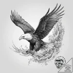 Tattoo design a majestic bald eagle in flight… – tattoo sketch (№1753918395_0, 30.07.2025 23:33) — tattoovalue.net