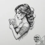 Tattoo design a virgo maiden, holding a book… – tattoo sketch (№1753919014_0, 30.07.2025 23:43) — tattoovalue.net
