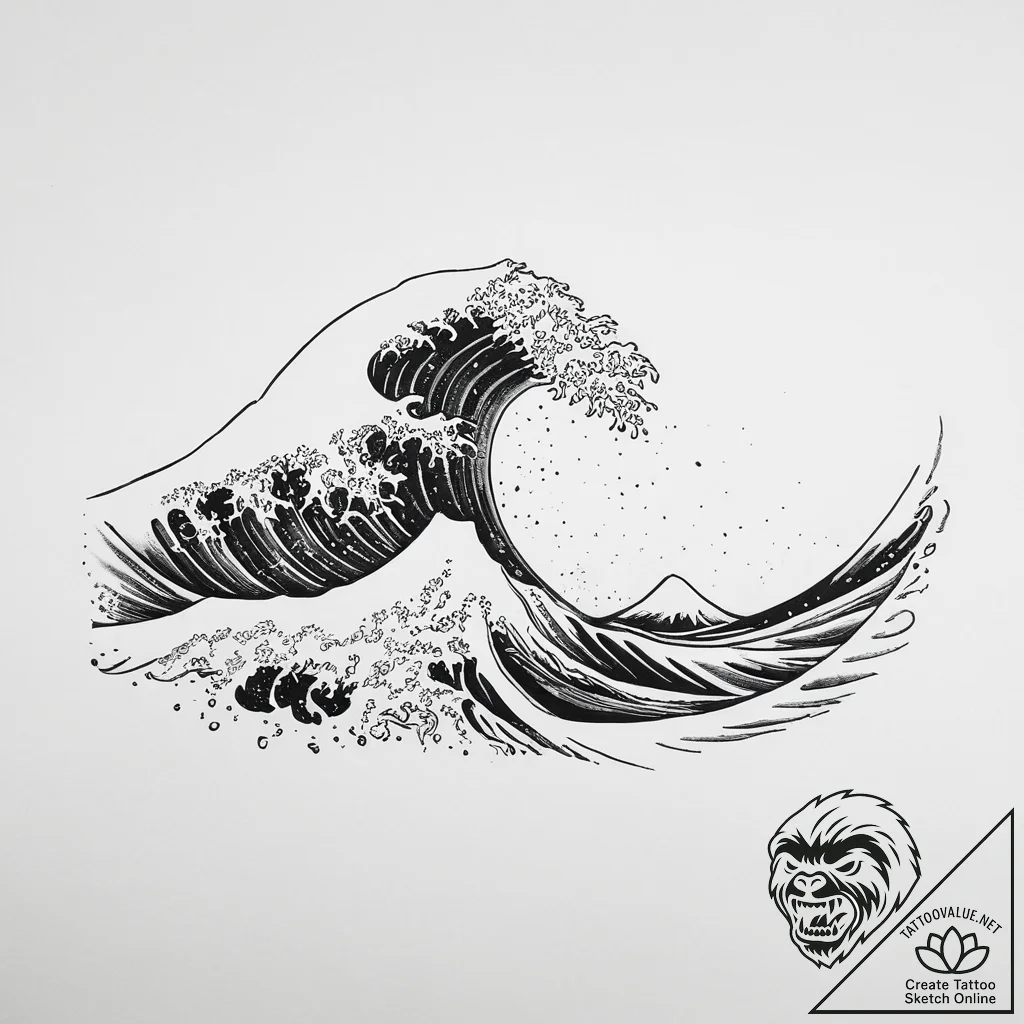 Tattoo sketch a simple, elegant wave, symboli... - tattoo sketch (№1753919806_0, 30.07.2025 23:56) — tattoovalue.net