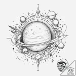 Parade of planets, ink illustration for tatto… – tattoo sketch (№1753920804_0, 31.07.2025 00:13) — tattoovalue.net