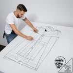 A photo of a tailor meticulously measuring fa… – tattoo sketch (№1753920999_0, 31.07.2025 00:16) — tattoovalue.net
