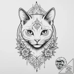Cat, tattoo flash sheet design, black outline… – tattoo sketch (№1753921587_0, 31.07.2025 00:26) — tattoovalue.net