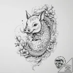 Pig, tattoo line art, black outline only, pur… – tattoo sketch (№1753921786_0, 31.07.2025 00:29) — tattoovalue.net