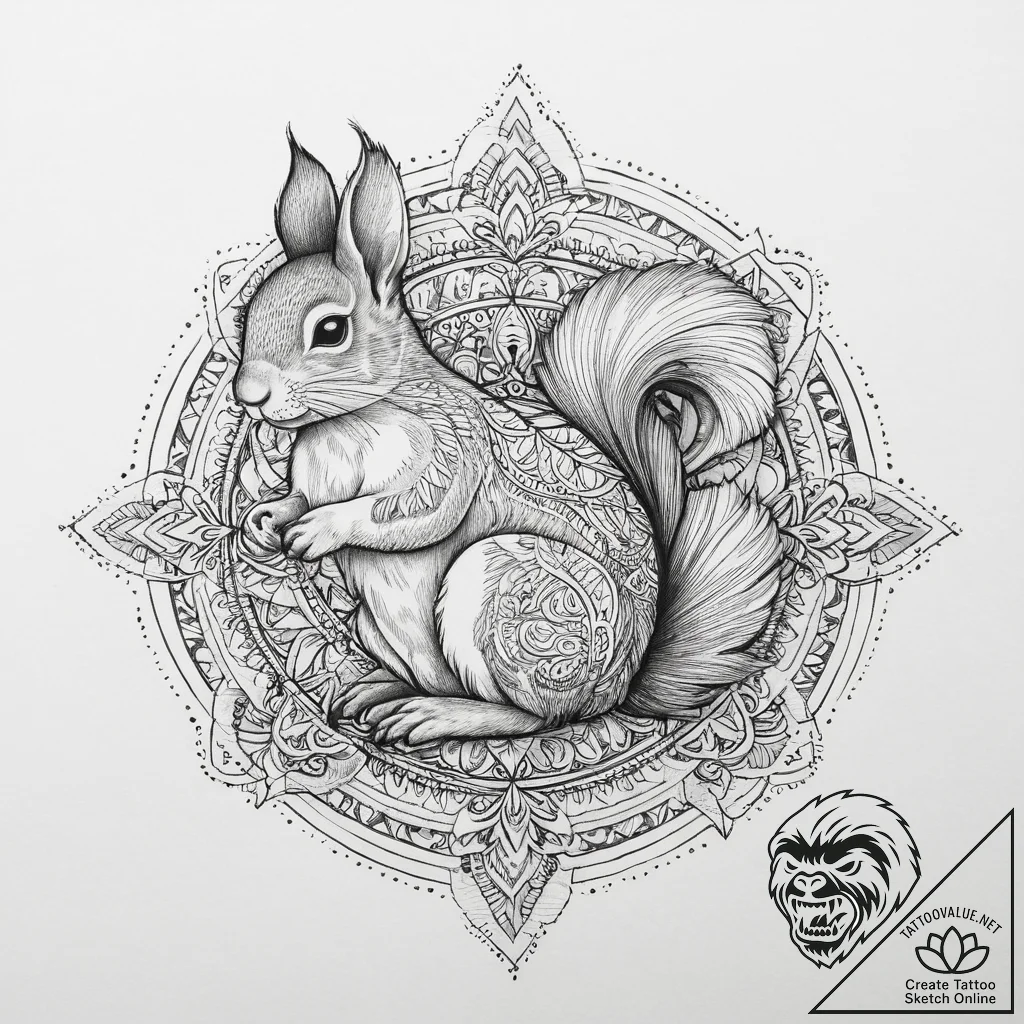 Tattoo design a whimsical squirrel or rabbit,... - tattoo sketch (№1753922179_0, 31.07.2025 00:36) — tattoovalue.net