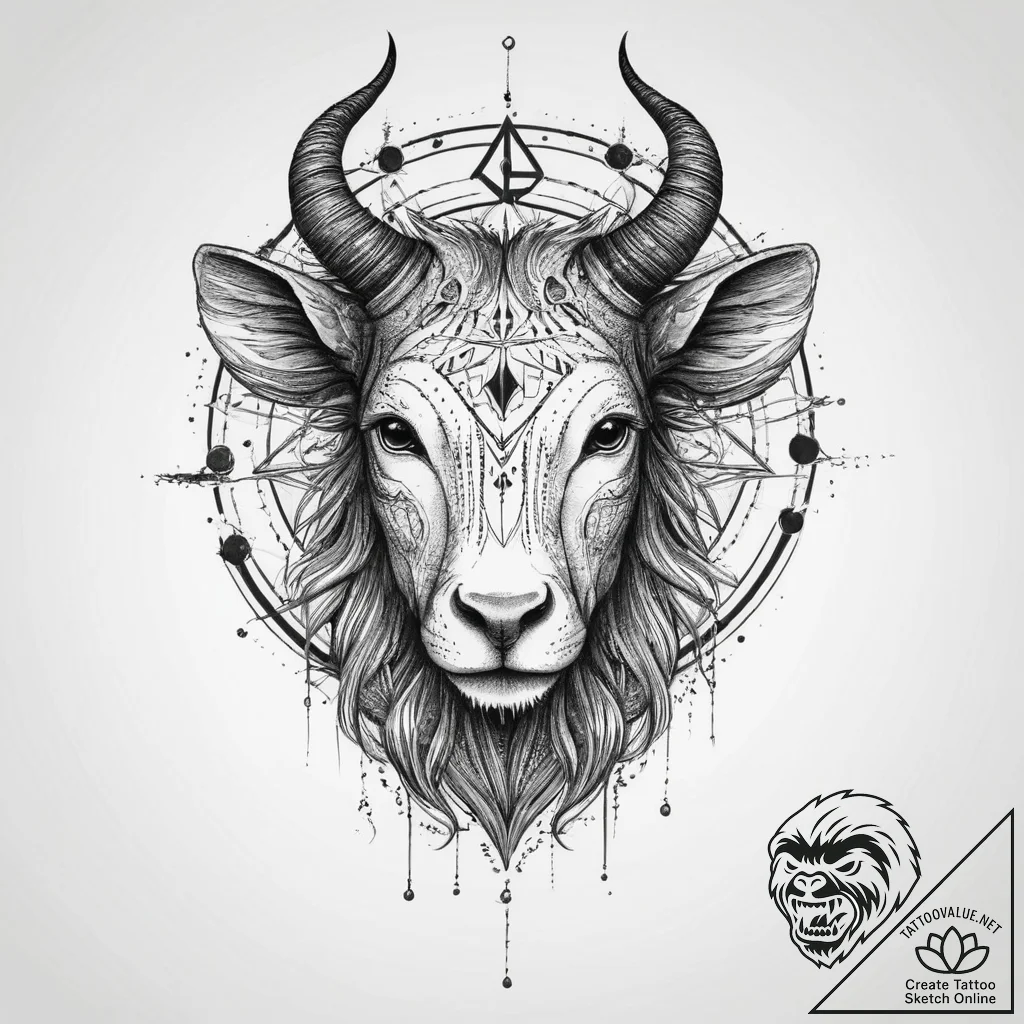 Tattoo design a zodiac animal with a single,... - tattoo sketch (№1753922572_0, 31.07.2025 00:42) — tattoovalue.net