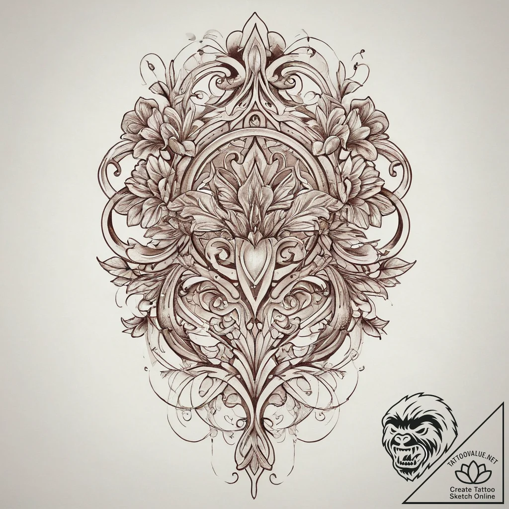Patterns, artistic tattoo sketch, on a clean... - tattoo sketch (№1753923560_0, 31.07.2025 00:59) — tattoovalue.net