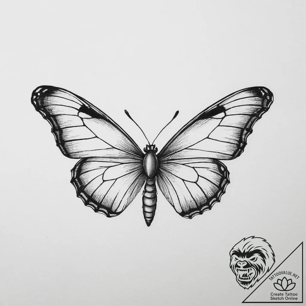 Tattoo design a caterpillar transforming into... - tattoo sketch (№1753923755_0, 31.07.2025 01:02) — tattoovalue.net
