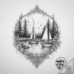 A shot of a harbor filled with sailboats, the… – tattoo sketch (№1753924753_0, 31.07.2025 01:19) — tattoovalue.net