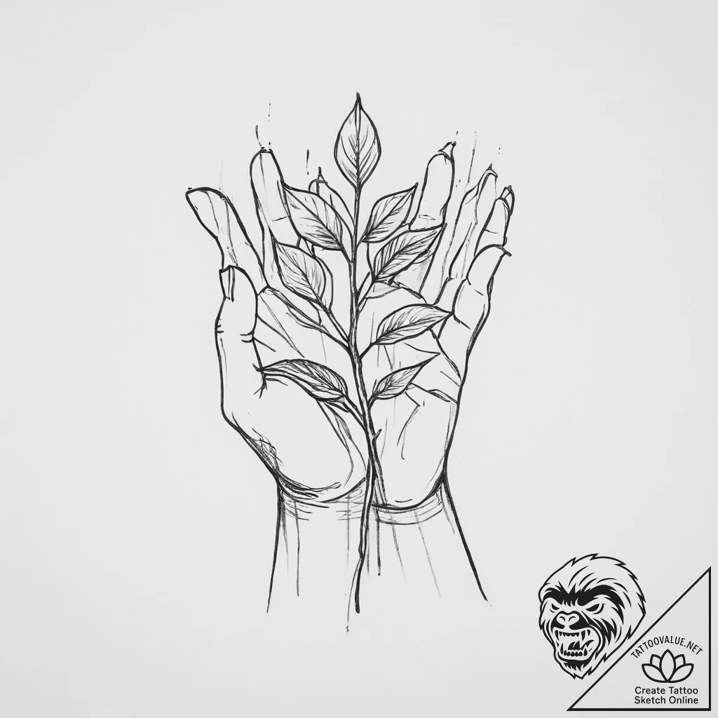 Tattoo sketch a small sapling being watered b... - tattoo sketch (№1753925152_0, 31.07.2025 01:25) — tattoovalue.net
