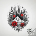 Forest, tattoo flash sheet design, muted colo… – tattoo sketch (№1753926132_0, 31.07.2025 01:42) — tattoovalue.net