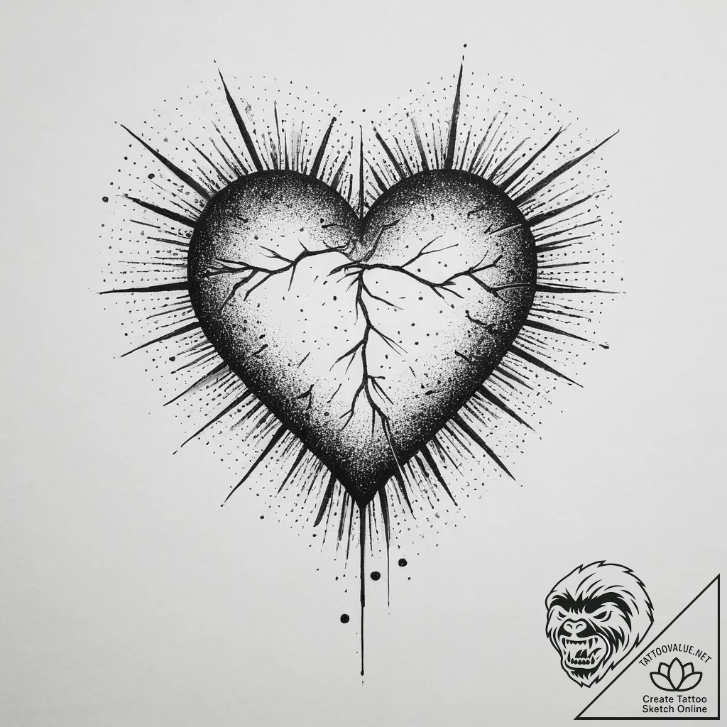 Tattoo design a heart with a subtle "pulse" l... - tattoo sketch (№1753926529_0, 31.07.2025 01:48) — tattoovalue.net