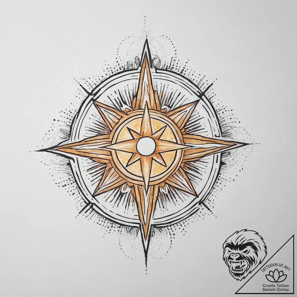 Tattoo sketch a warm, golden glow radiating f... - tattoo sketch (№1753927704_0, 31.07.2025 02:08) — tattoovalue.net