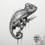Chameleon, artistic tattoo sketch, detailed c… – tattoo sketch (№1753929272_0, 31.07.2025 02:34) — tattoovalue.net