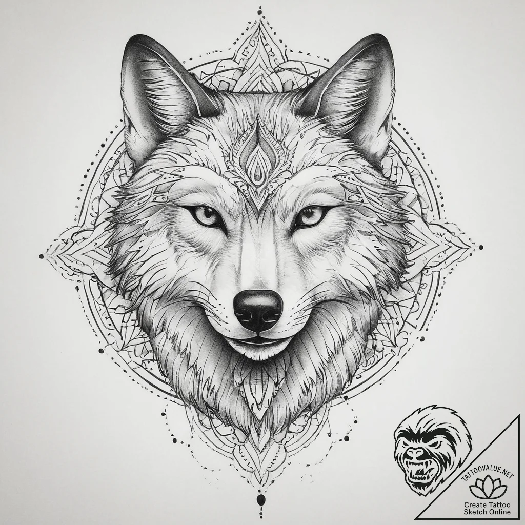 Wolf grin, artistic tattoo sketch, on a clean... - tattoo sketch (№1753929862_0, 31.07.2025 02:44) — tattoovalue.net