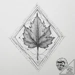 A minimalist tattoo of a single, perfect oak… – tattoo sketch (№1753930260_0, 31.07.2025 02:51) — tattoovalue.net