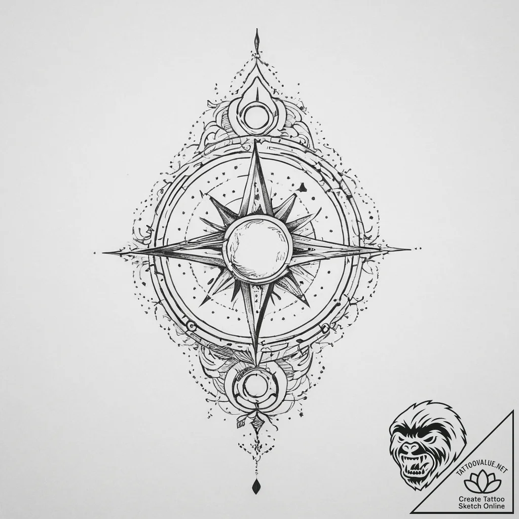 Tattoo sketch a fine line celestial object on... - tattoo sketch (№1753931049_0, 31.07.2025 03:04) — tattoovalue.net