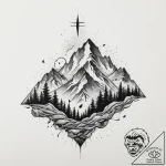 Tattoo sketch a minimalist mountain range wit… – tattoo sketch (№1753931634_0, 31.07.2025 03:13) — tattoovalue.net