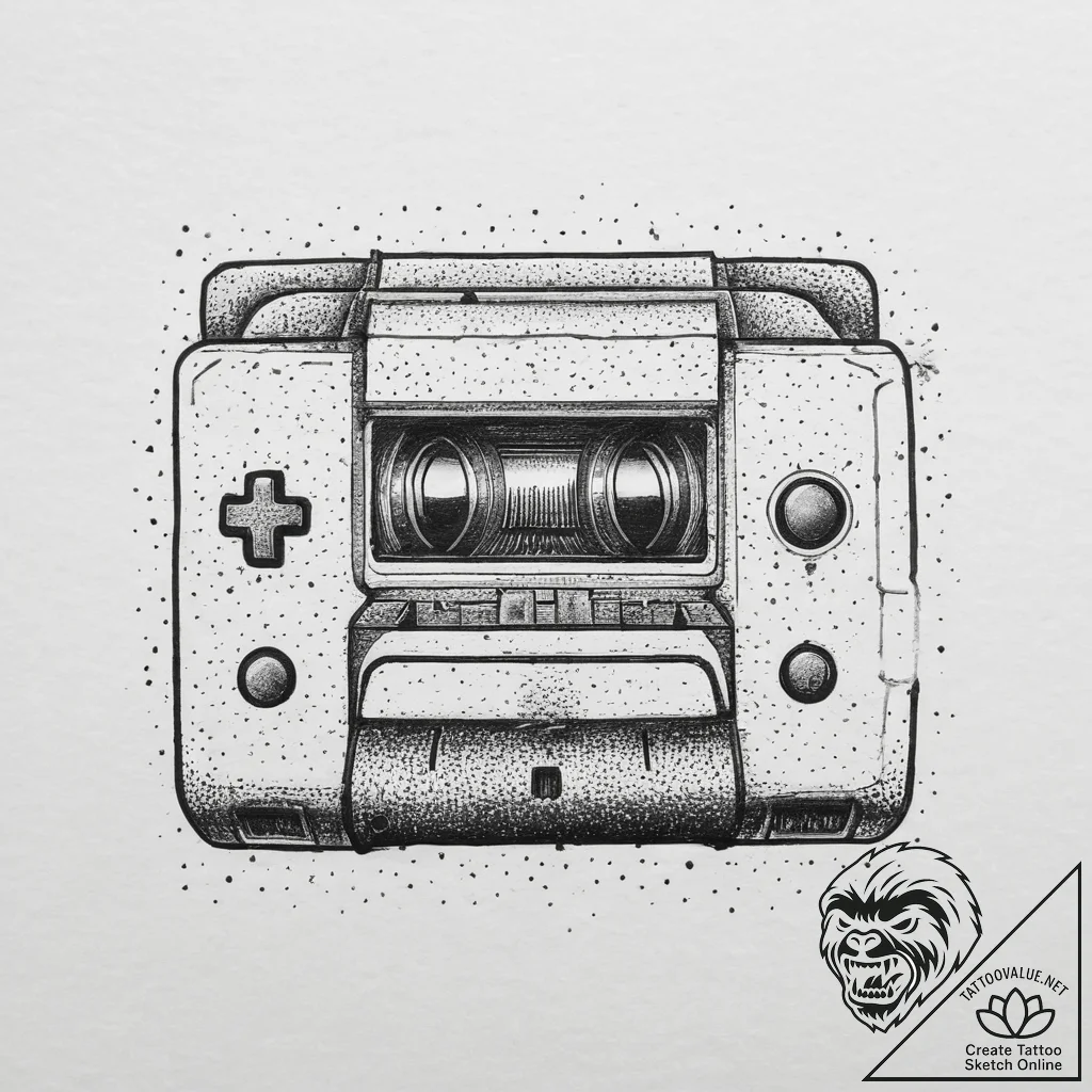 Tattoo sketch a classic game cartridge slot w... - tattoo sketch (№1753931830_0, 31.07.2025 03:17) — tattoovalue.net