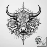 Tattoo design a taurus bull’s body made of in… – tattoo sketch (№1753932982_0, 31.07.2025 03:36) — tattoovalue.net