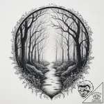 Tattoo design a misty, dreamlike pathway thro… – tattoo sketch (№1753934747_0, 31.07.2025 04:05) — tattoovalue.net