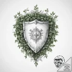 Tattoo design a warrior’s shield overgrown wi… – tattoo sketch (№1753934945_0, 31.07.2025 04:09) — tattoovalue.net