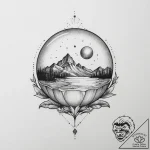 Tattoo sketch a crystal ball with a tiny, per… – tattoo sketch (№1753935335_0, 31.07.2025 04:15) — tattoovalue.net