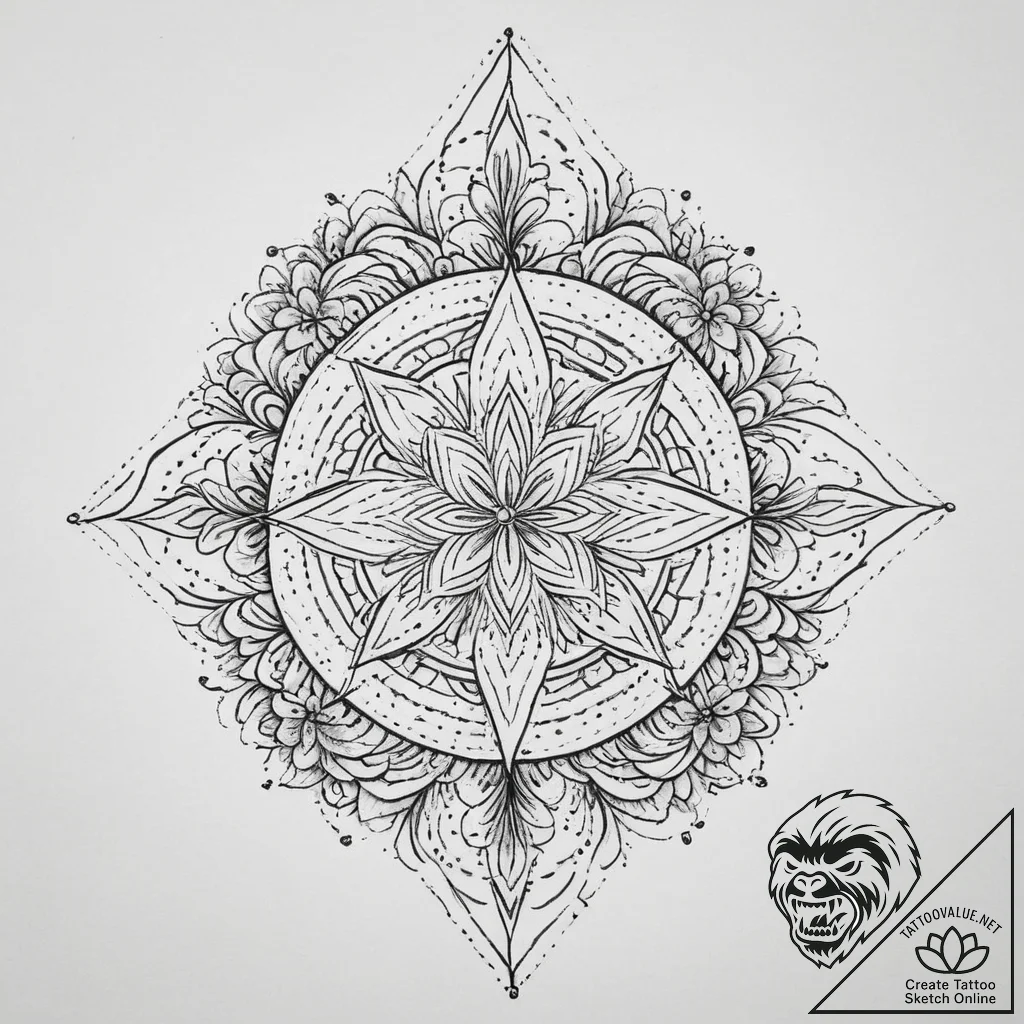 A minimalist tattoo design of the lunitsa sym... - tattoo sketch (№1753936314_0, 31.07.2025 04:31) — tattoovalue.net