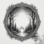 Tattoo sketch a glowing portal frame in a dar… – tattoo sketch (№1753936512_0, 31.07.2025 04:35) — tattoovalue.net