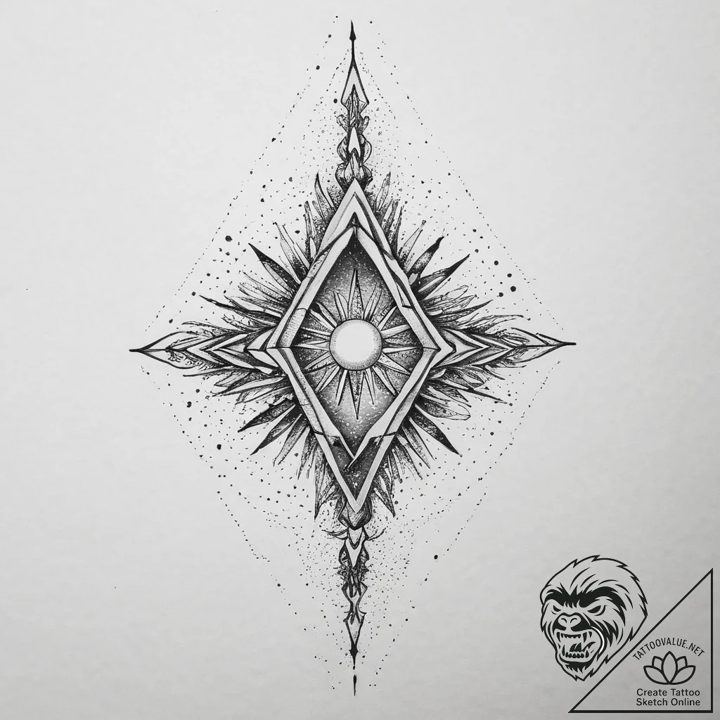 130. tattoo sketch: "rod" rune with subtle ce... - tattoo sketch (№1753936903_0, 31.07.2025 04:41) — tattoovalue.net