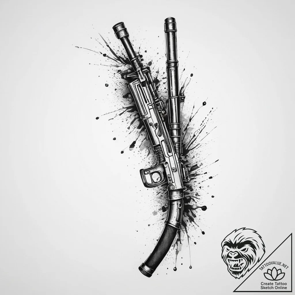 Tattoo sketch a stylized bayonet attached to... - tattoo sketch (№1753937492_0, 31.07.2025 04:51) — tattoovalue.net