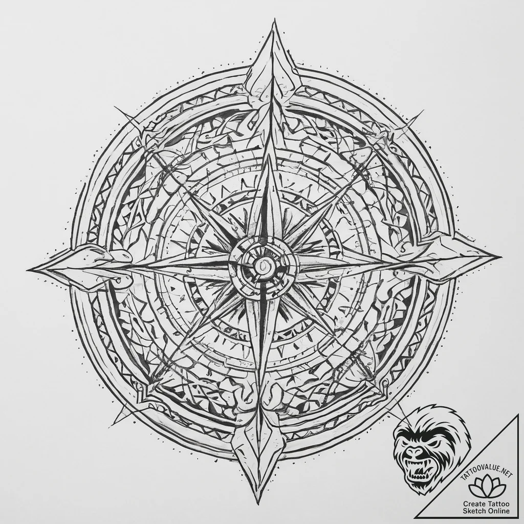 53. tattoo design: a runic compass or a direc... - tattoo sketch (№1753938664_0, 31.07.2025 05:11) — tattoovalue.net