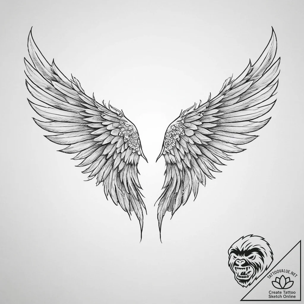 Wings - tattoo sketch (№1753939253_0, 31.07.2025 05:20) — tattoovalue.net