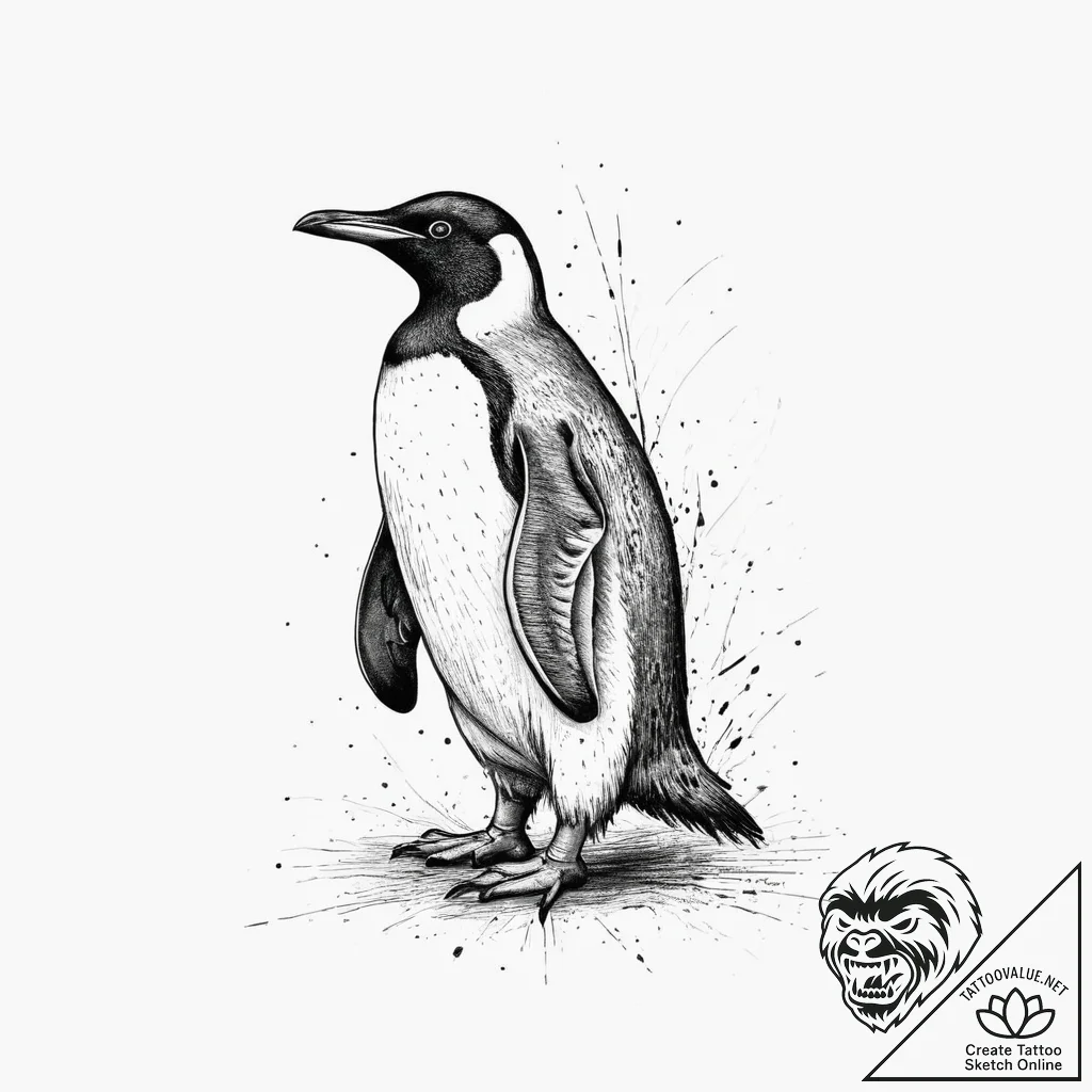 Penguin, ink illustration for tattoo, black o... - tattoo sketch (№1753940621_0, 31.07.2025 05:43) — tattoovalue.net