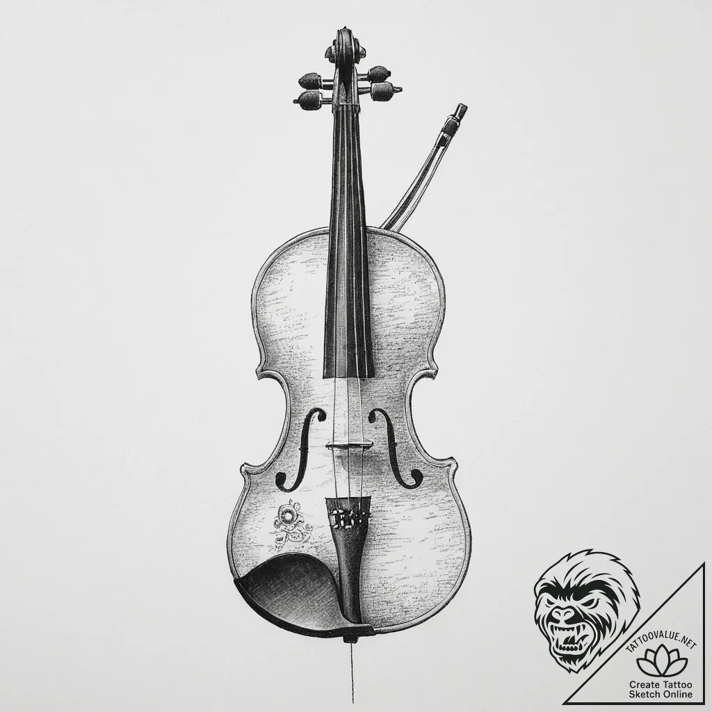Tattoo sketch a classical musical instrument... - tattoo sketch (№1753940814_0, 31.07.2025 05:46) — tattoovalue.net
