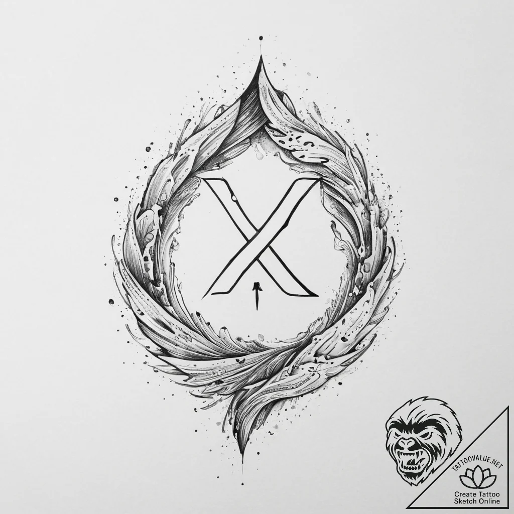 141. tattoo sketch: the rune "potok," its lin... - tattoo sketch (№1753941206_0, 31.07.2025 05:53) — tattoovalue.net